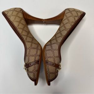 Etienne Aigner Cherie Horse Bit Slip On Kitten Heel Peep Toe Women's Siz…